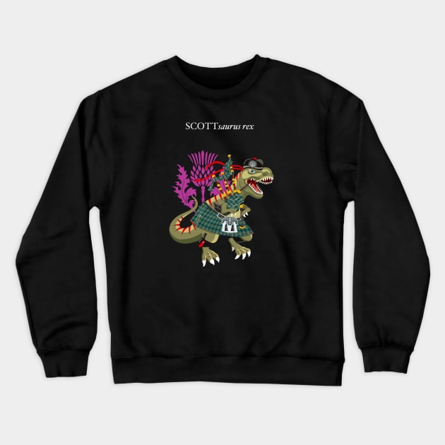 Clanosaurus Rex SCOTTsaurus rex Plaid Scott Ancient Green Scotland Ireland Family Tartan Crewneck Sweatshirt by BullShirtCo